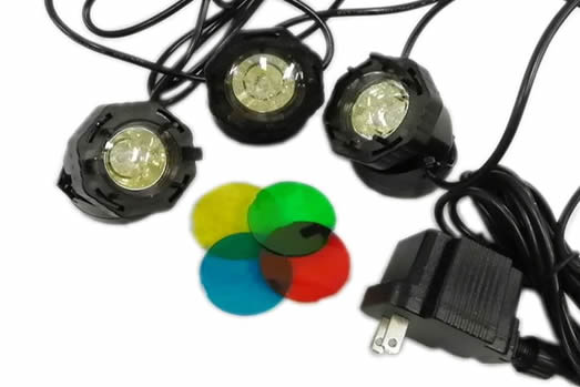American Pond set of 3 LED lights with transformer includes 4 colored lens each