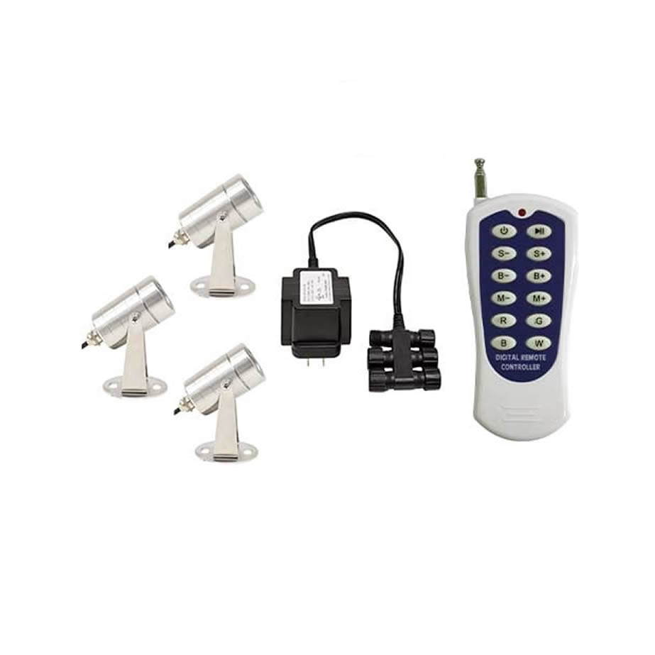 EasyPro Three Cabrio Color Changing LED Pond Lights Complete Kit