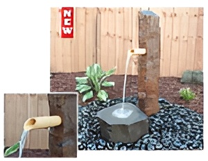 Bamboo Basalt 39" Column Fountain Kit with Pouring Spout